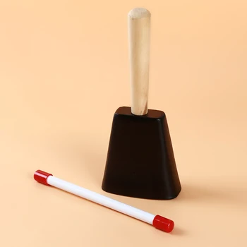 

Kids Toys Musical Percussion Toy Cattle Cow Bell Instrument Educational Toy Mini Black Cow Bell With Mallet Baby Gifts