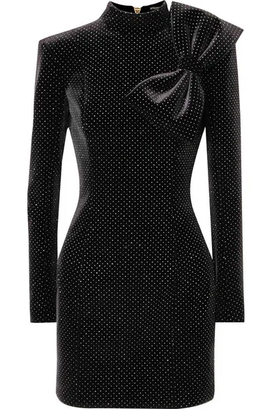 Мини платье с длинными рукавами и бантом высокой талией Vestido пикантная одежда