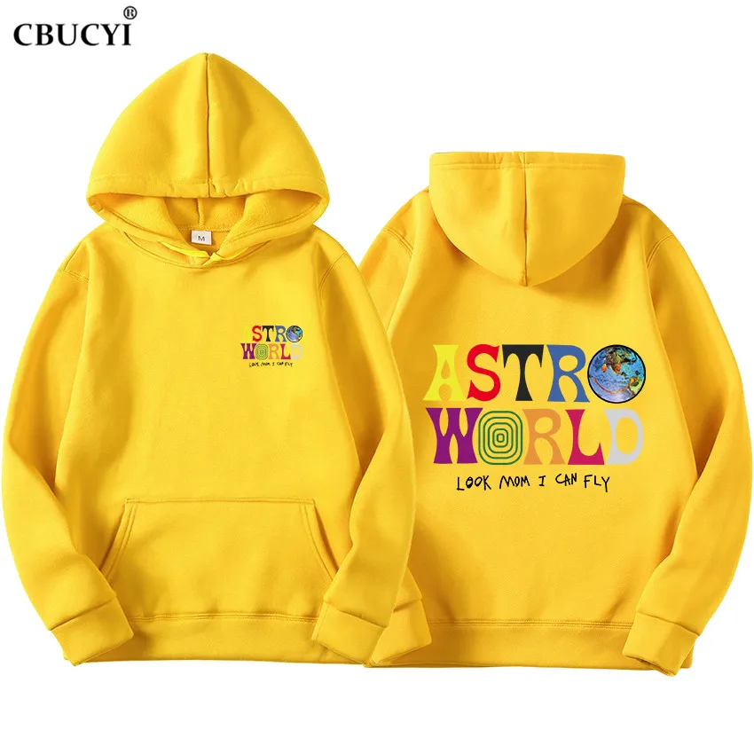 ASTROWORLD look mom i can fly толстовка с капюшоном Трэвиса Скотта Astroworld Толстовка с подарочным принтом мужской пуловер в стиле хип-хоп толстовка - Цвет: yellow
