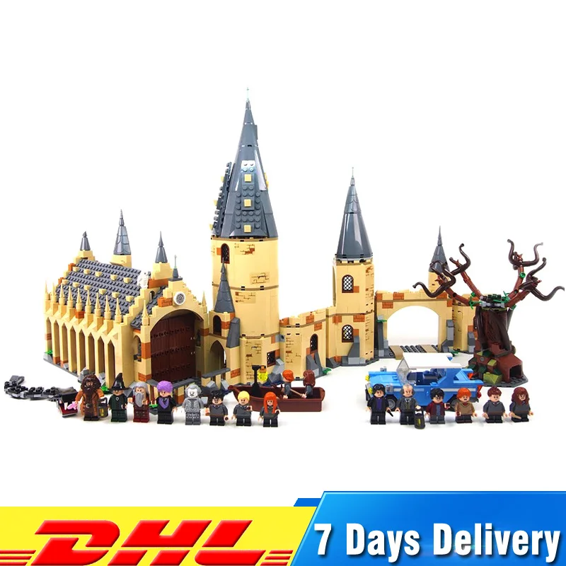 

Harry Movie Potter Compatible LegoINGlys 75954 Hogwarts Great Hall 75953 +Hogwarts Whomping Willow Model Blocks Bricks Toys