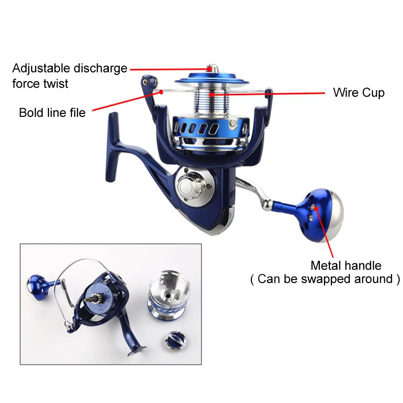 

Spinning Reel 12+1 Ball Bearing Saltwater High Speed Fishing Reels Tool MX 4000-10000 ASD88