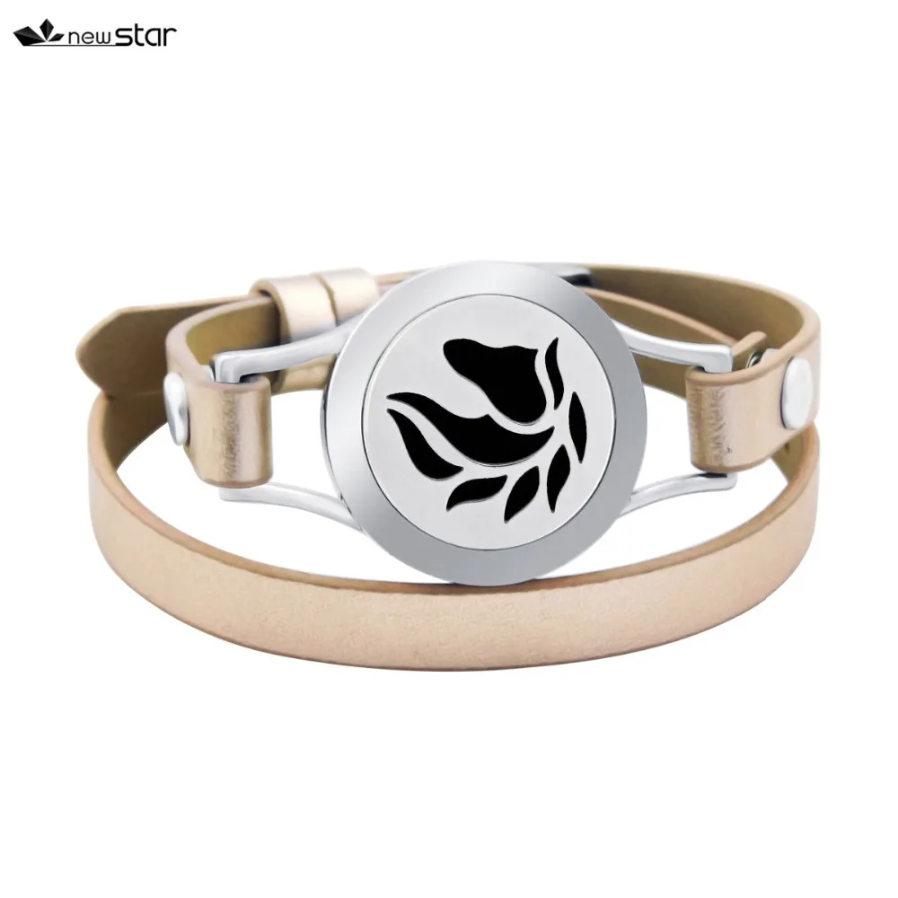 NS-BS090-3 Diffuser Leather Locket Bracelet_