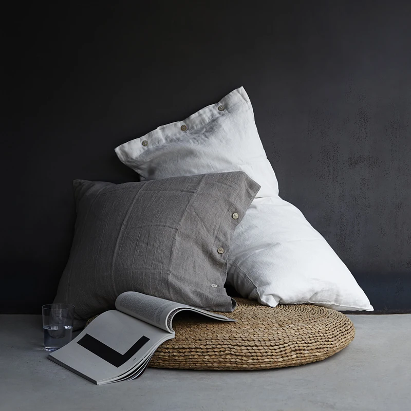 

Shell Button 100% Nature Linen Shell Button Linen Pillowcase With French Linen Material