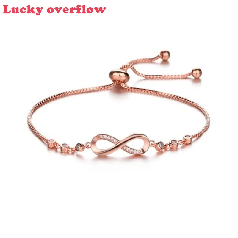 

Luckyoverflow 2019 Korean Hot Fashion Simple Metal 8 Infinity Charm Bracelets for Women & Men Jewelry Summer Style Beach