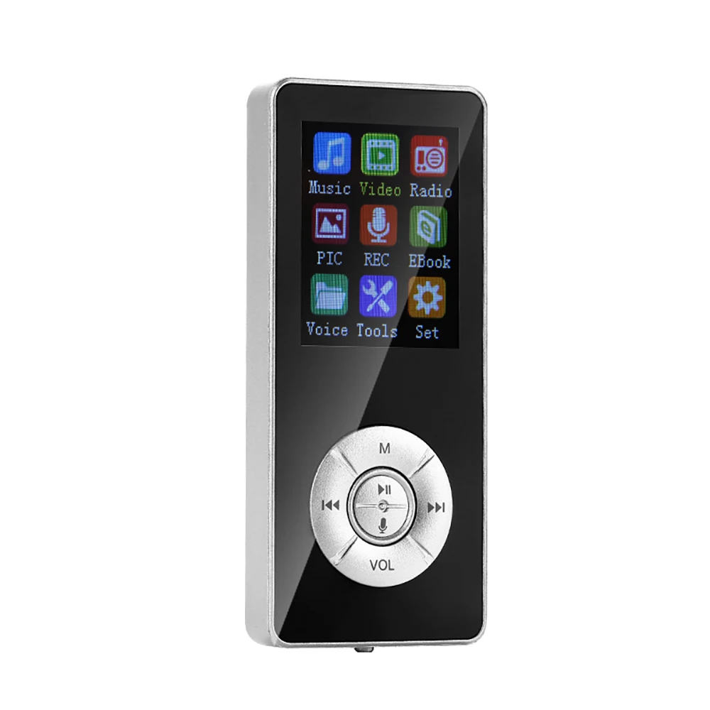 Портативный маленький размер MP3 плеер Поддержка bluetooth для музыки радио Запись видео Функция долгое время работы Mp3 модуль - Цвет: Silver
