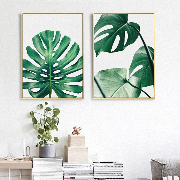 Зеленый Растительный скандинавский простой стиль Monstera Deliciosa плакат холст