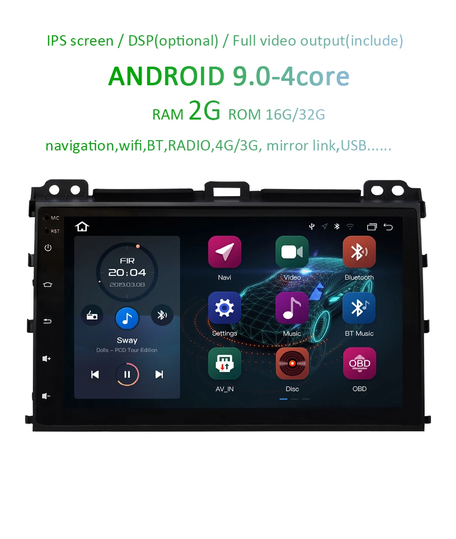Flash Deal 4G 64G Android 9.0 DSP IPS AV Output CAR GPS For Toyota Prado 120 Lexus GX470 screen navigation stereo radio NO DVD PLAYER 3