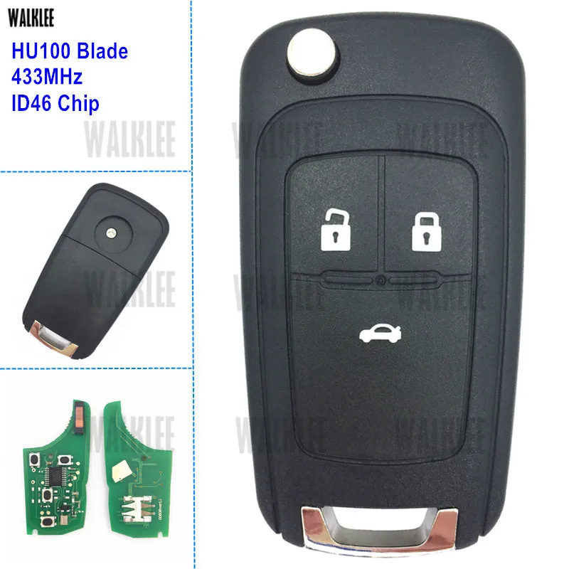 

WALKLEE 3 Buttons 433MHz Remote Key Fit for Opel/Vauxhall Astra J, Corsa E, Insignia, Zafira C, Auto Door Lock Control