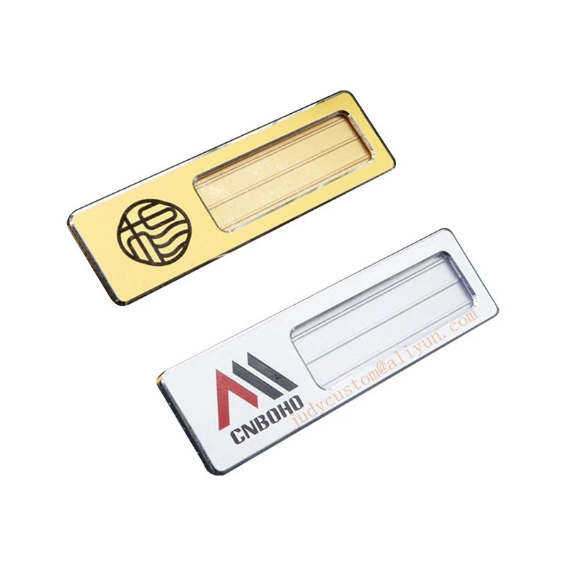 6pcs Custom Engraved Reusable Name Badge Aluminium Id Holder Custom Engraved Reusable Name Badge