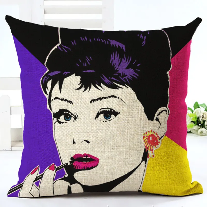Character Portrait Printed Audrey Hepburn Cushion Cover 45x45cm Linen Gifts for Zara*zara Women Throw Pillow Covers Home Decor