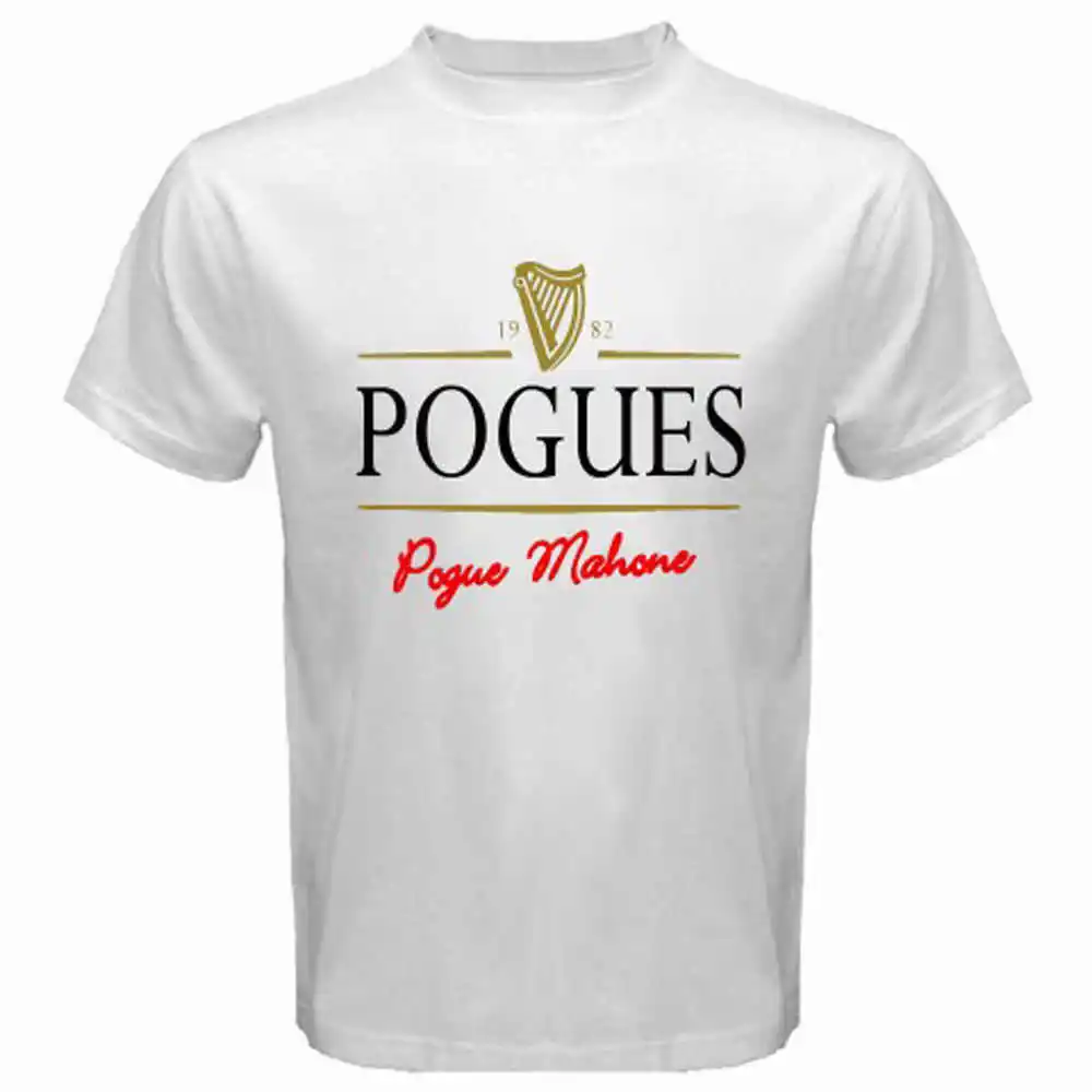 New THE POGUES Unique Logo Punk Irish Rock Band Mens White T-Shirt Size S to 3XL | Мужская одежда