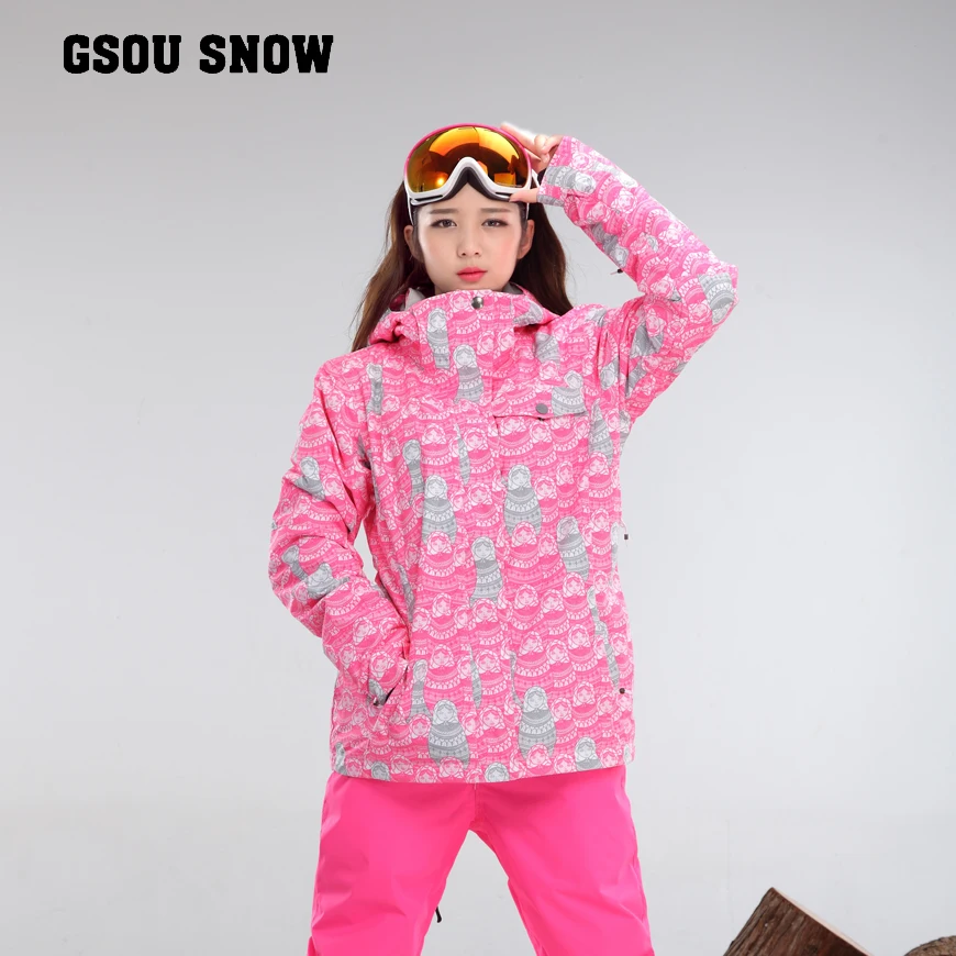 GSOU SNOW women To keep warm pink Ski jacket