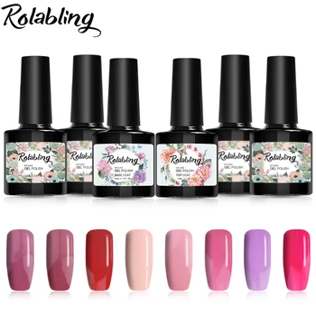 

Rolabling 4 Bottles Nail Gel Polish+Top Base Coat 10ML UV Led Lamp Color Gel Long Lasting Gel Varnish Nail Base Set