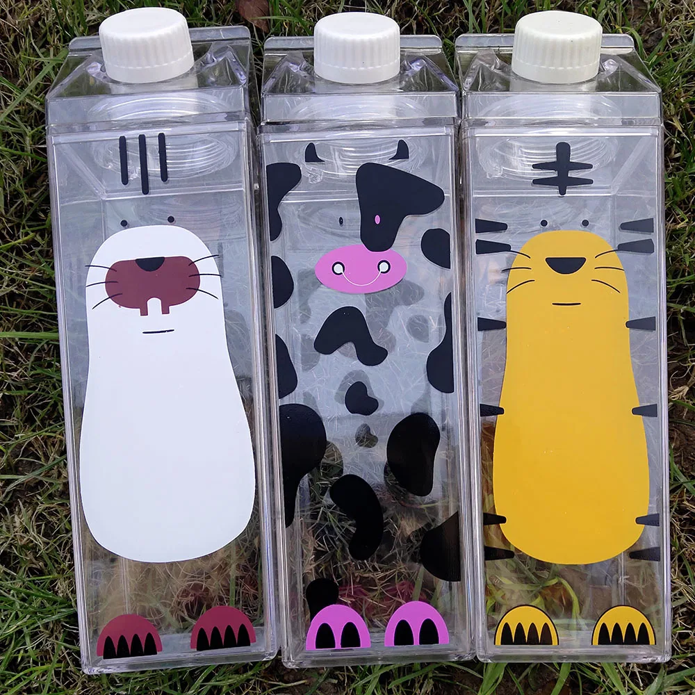 My 500 мл кухонные Бутылочки для напитков в виде свежего молока, Коровья пластиковая пустая бутылочка BPA, креативные спортивные бутылки для воды на открытом воздухе
