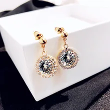 Классические Кристальные женские серьги-гвоздики, новые модные циркониевые серьги, ювелирные изделия, Женские аксессуары, свадебные серьги