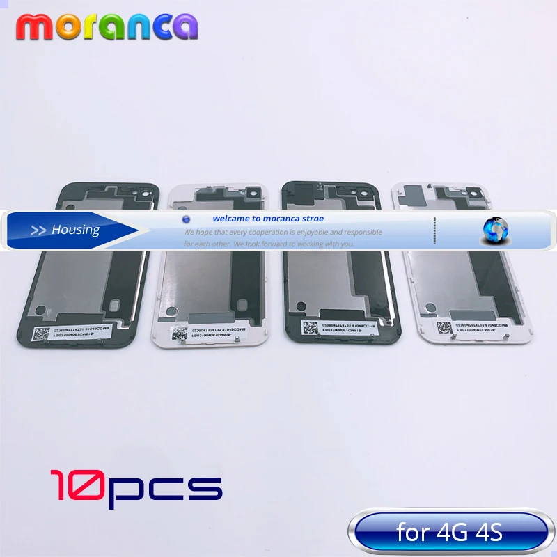 

10pcs New Back Cover for iphone 4 4G 4S Tempered Glass Back Housing Rear Cover Battery Door Chassis Replacement Parts