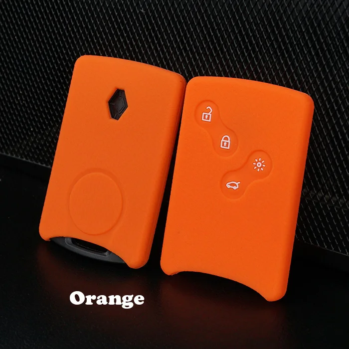 Силиконовый резиновый чехол для автомобильных ключей, Защитная Наклейка для Renault Clio Logan Megane 2 3 Koleos scenic card, пульт дистанционного управления, без ключа - Название цвета: Оранжевый