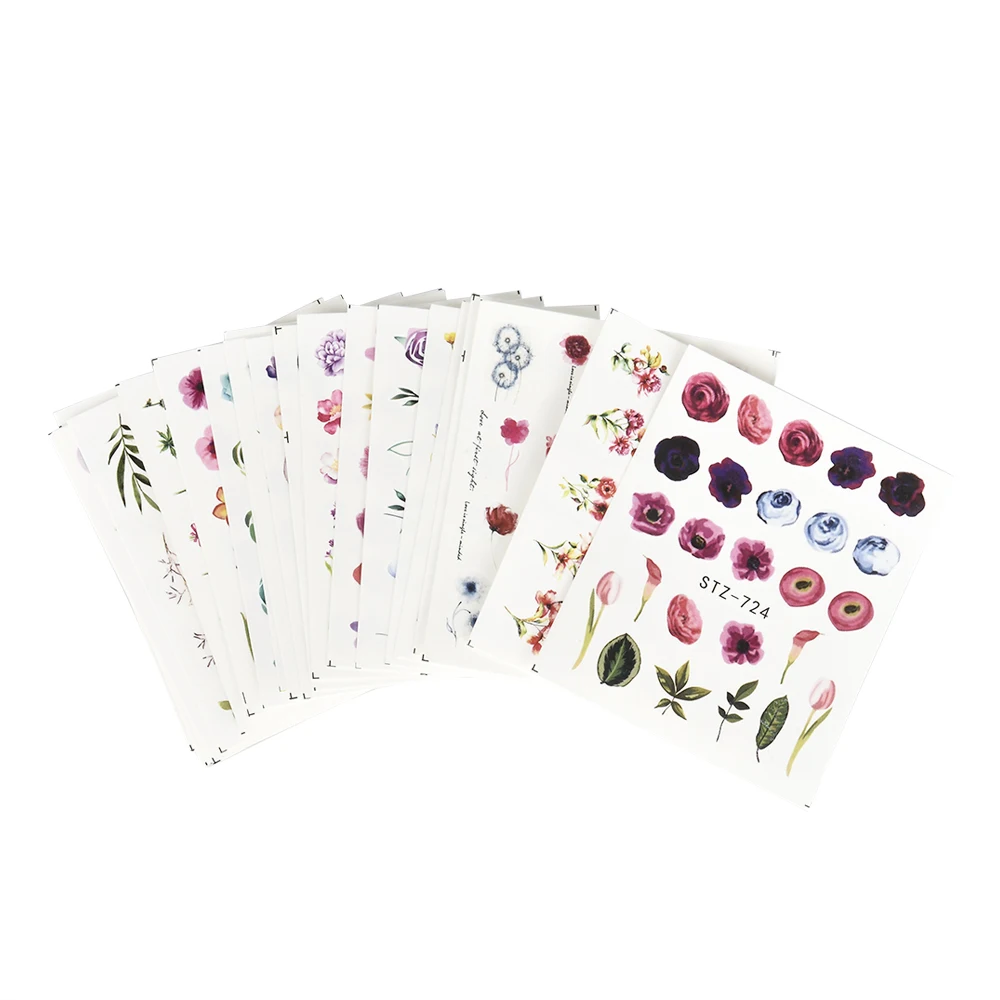 

24 Sheets Nail Art Stickers Watercolor Water Transfer Decals Flowers nail Wild trend DIY Tips