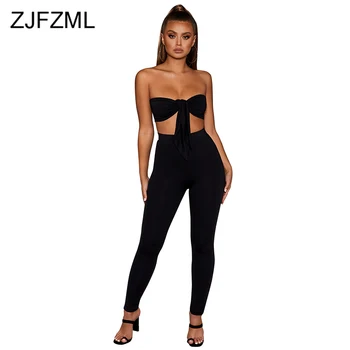 

Sexy 2 Piece Outfits For Women Bow Tie Up Off Shoulder Crop Top And Skinny Pants Sweatsuit Summer Two Piece Set Tracksuit Outfit