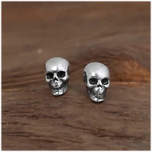 925 Plata de Ley Pendientes Espárragos Set Pequeño Cráneo del Punk Rock Gótico Masculino Personalidad de La Joyería Retro Para Hombres Y Mujeres Brinco