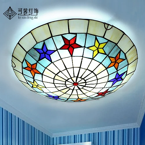 

European pastoral balcony hallway hallway bedroom hall round led ceiling Tiffany children room lamps