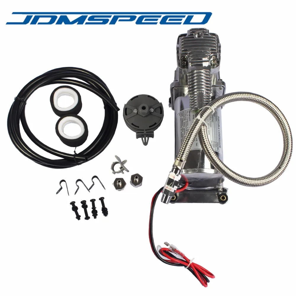 

JDMSPEED- NEW 150 PSI AIR COMPRESSOR 1/4" HOSE KIT 12V FOR TRAIN HORNS BAG SUSPENSION