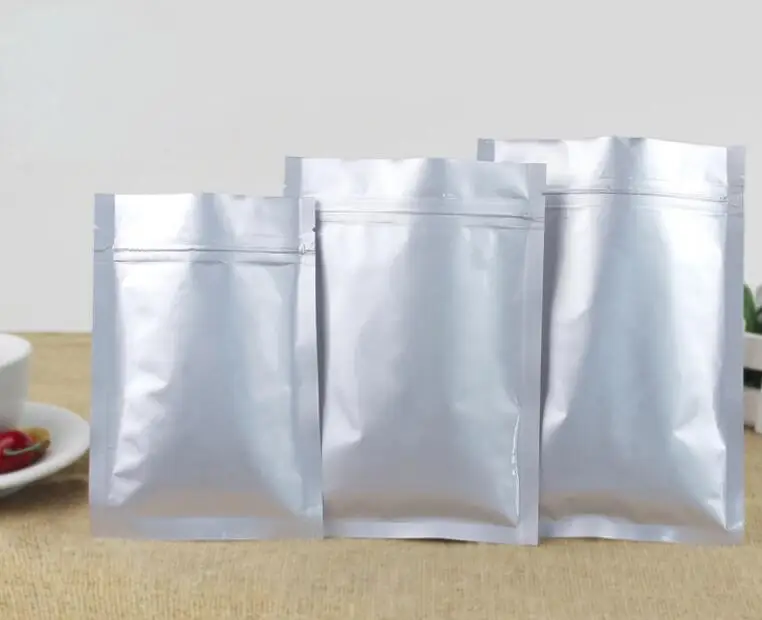 foil bag aluminum packaging pouch lock cookies zip 8cm zipper medicine silver snack powder tea bags packing