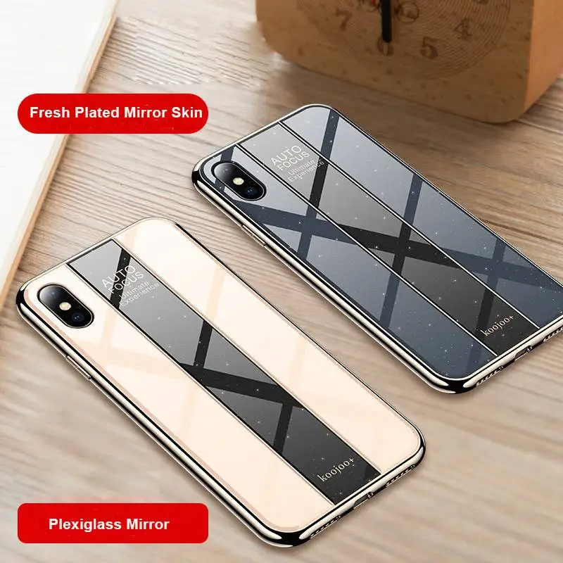 

Business Plexiglass Phone Case For iPhone XR X XS XMax Luxury Plating TPU Frame Stripe Pattern Case For iPhone 7 8 6 6S Plus