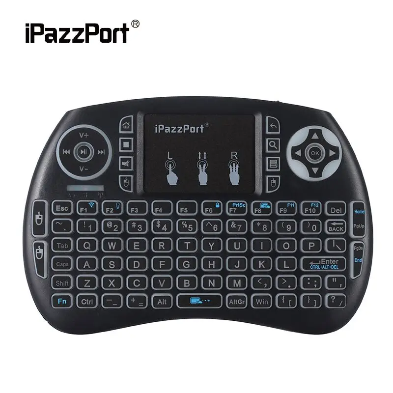 IPazzPort Portable 2.4G Wireless Mini Backlight 3 Colours Keyboard with