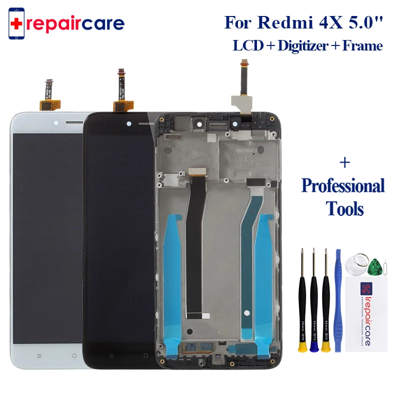 

5PCS For 5.0" For Xiaomi Redmi 4X LCD screen display+touch panel digitizer with frame for redmi 4x lcd touch Assembly with frame
