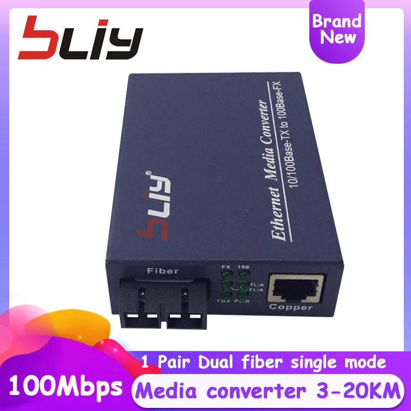 

100Mbps dual fiber single mode fiber optic fast media converter with blue color ftth GPON olt ethernet switch mikrotik gigabit