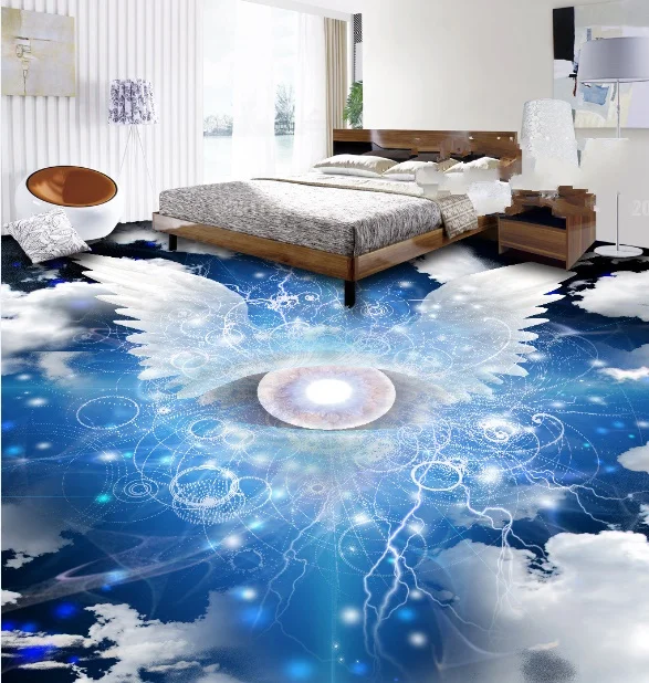 

[Self-Adhesive] 3D White Wings Lightning 7 Non-slip Waterproof Photo Self-Adhesive Floor Mural Sticker WallPaper Murals Print