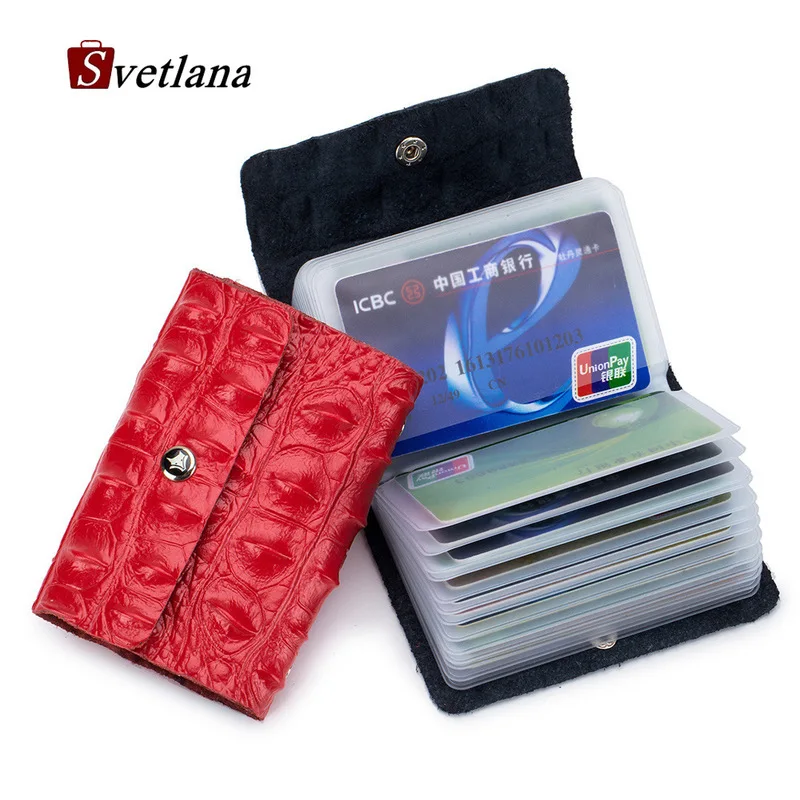 

Genuine Leather Alligator Women Id Credit Card Holder Brand Design Card Organizer Male Wallets Purses Tarjetero Hombre