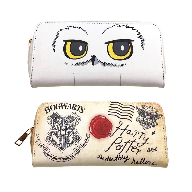 

Harri White Owl Long Wallet Card Package Students Zipper Wallets and Purses Plaid PU Leather Hasp Phone Bag Money Coin