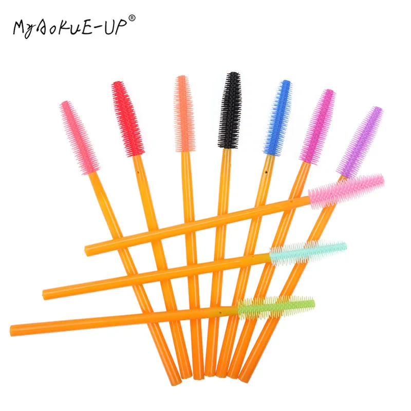 50pcs One-off Silicone Mascara Wands Applicator Disposable Eyelash Brushes Towel Shape Makeup Brush For Eyelash Extension