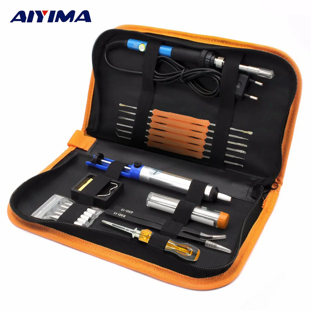 Aiyima 220V 60W Adjustable Temperature Electric Soldering Iron gun Portable Welding Repair Tool Screwdriver EU Plug DIY kits