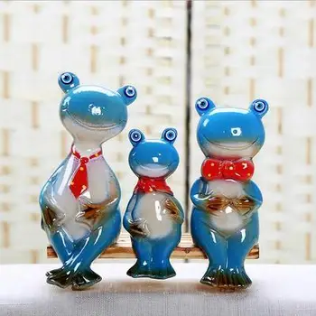 

Original single unique creative furniture lovely animal ceramic frog furnishing Animal wholesale 3PCS SETS Factory direct sale