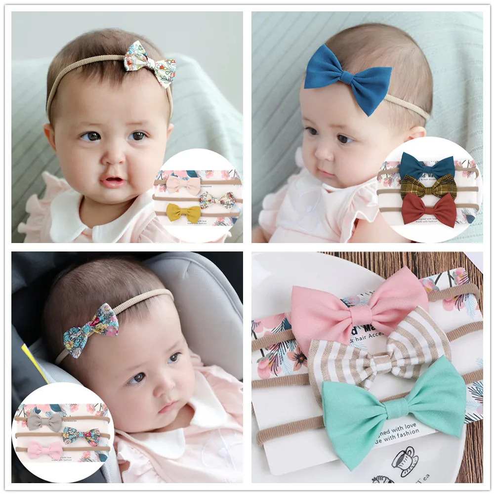 3pcs/set Shiny Fashion Forehead Headband Newborn Baby Elastic Princess Hairbands Child Kids Colorful Cute Headwear Gifts