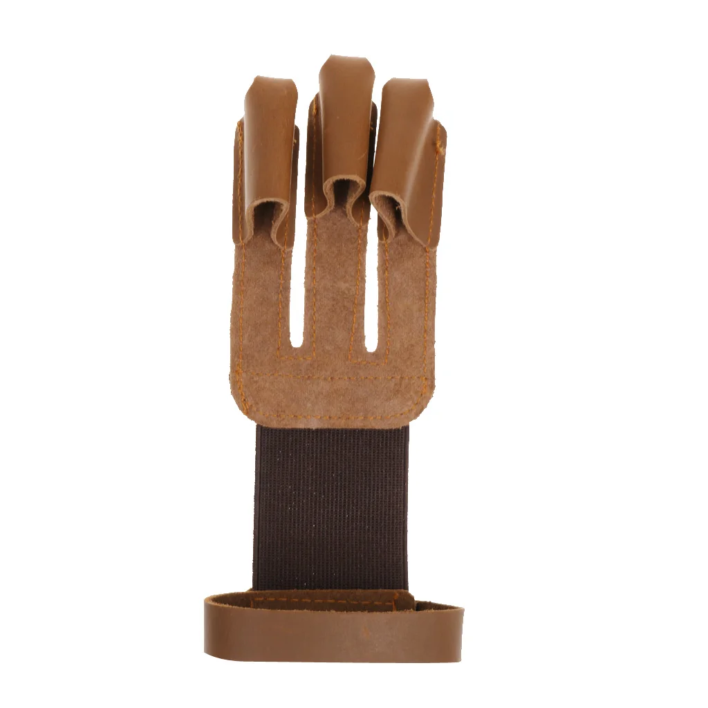 Artificial Cow Leather Archery 3 Fingers Guard Glove Safety Protector Shooting Glove Recurve Compound Arrow Hunting Accessory