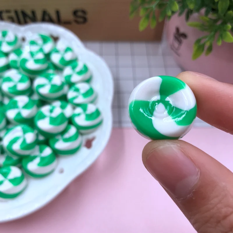 green candy Новые горячие кавайные миниатюрные глиняные леденцы, круглые леденцы, глиняные конфеты для рукоделия, Скрапбукинг DIY - Цвет: green candy