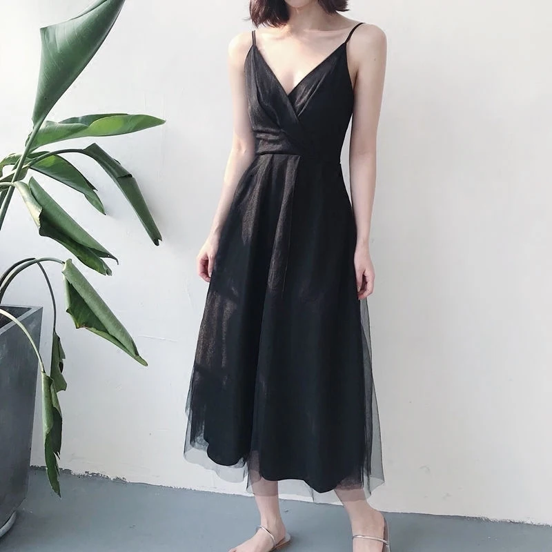 

Spring Summer Dress Women 2019 Clothes Black Sexy Party Dress Women's Dresses Korean Vintage Dress Elegant Vestidos ZT1883