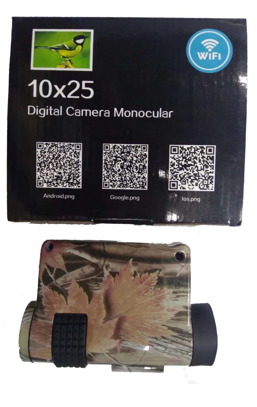 720P WIFI HD Digital Telescope Camera with 10X25 Monoculars & Max 32Gb TF Card for Video Recording Free APP Remote Monitoring_F11