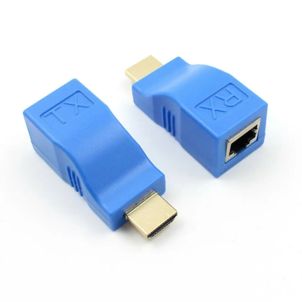 

2pcs 1080P HDMI Extender to RJ45 Over Cat 5e/6 Network Adapter Signal Amplifier For HDTV Display