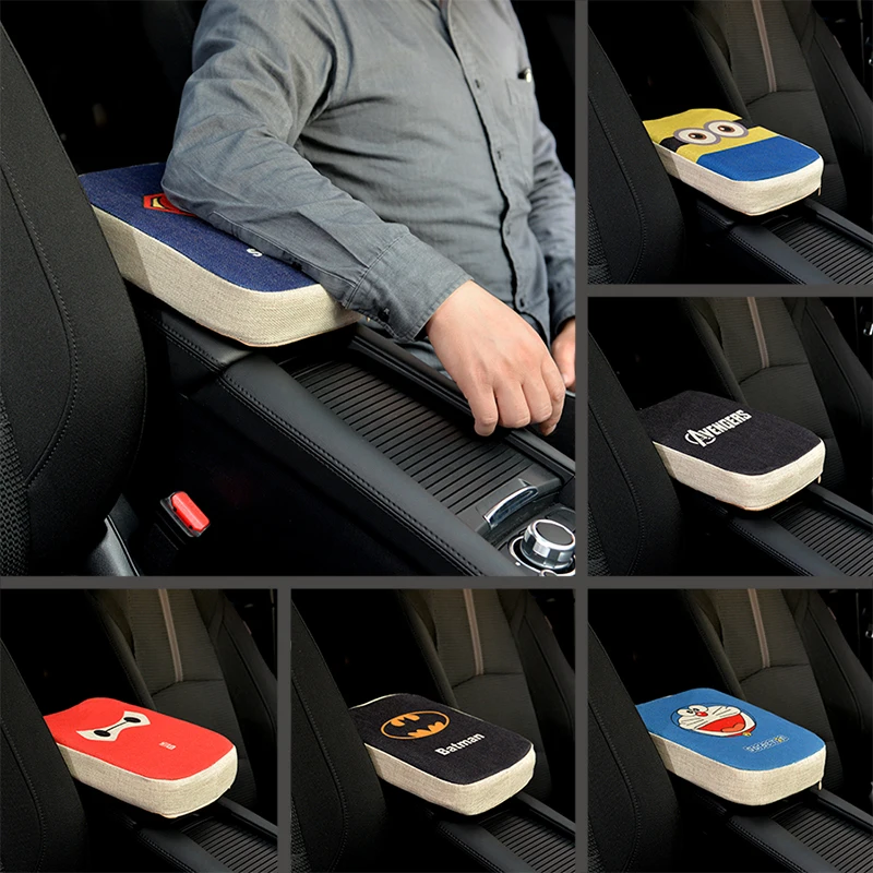 

Memory Foam Car Armrest Pad Cushion Universal Cartoon Center Console Auto Seat Armrests Box Padding Covers Batman Superman