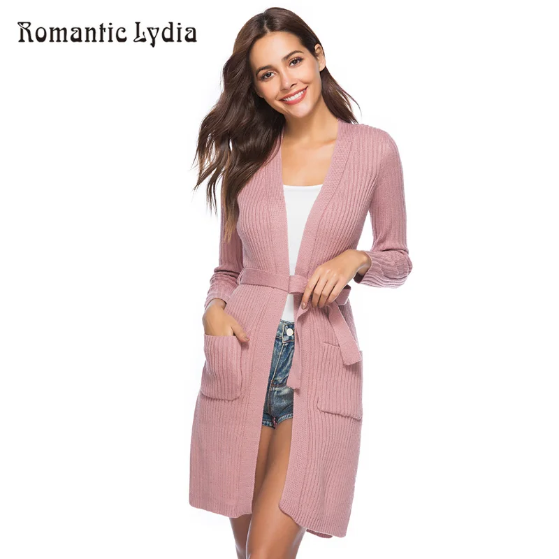 

Knitted Cardigan Sweater 2018 Autumn Winter Women Long Sleeve Casual Loose Pocket Female Sweaters