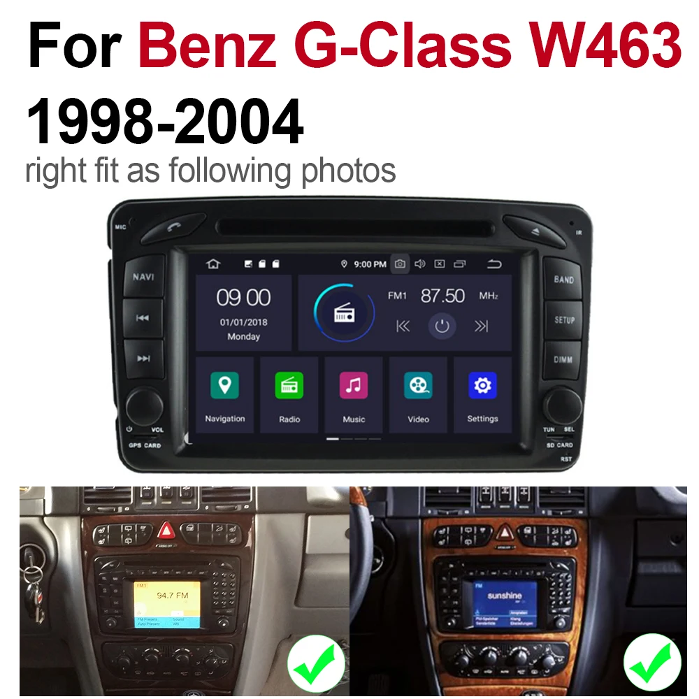 Excellent 7" Android Car Multimedia player 2 Din WIFI GPS Navigation Autoradio For Mercedes Benz G Class W463 1998~2004 NTG touch screen 5