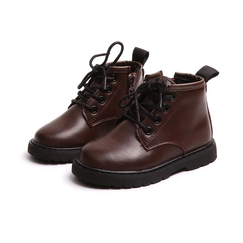 

1-3 years Children Boots 2018 New Boy Leather Motorcycle Boots Side Zipper Ankle Boots for Girls Spring Autumn Toddler Baby Boot