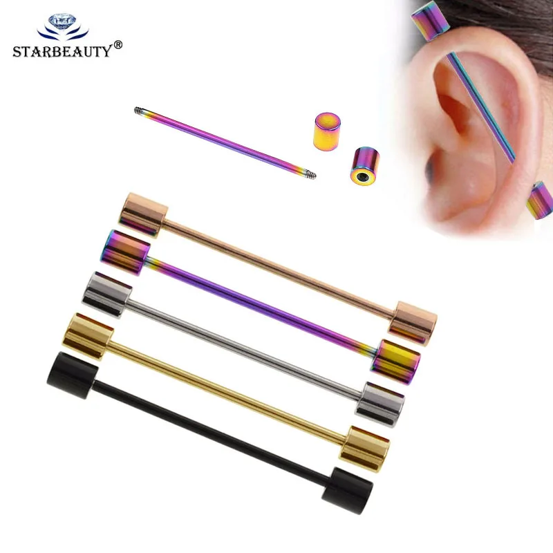 Schmuck & Zubehör FäHig 1 Pc Mix Farbe Anti-allergie 14g Chirurgische Stahl Vertikale Industrielle Piercing Silber Barbell Ohr Piercing Schmuck
