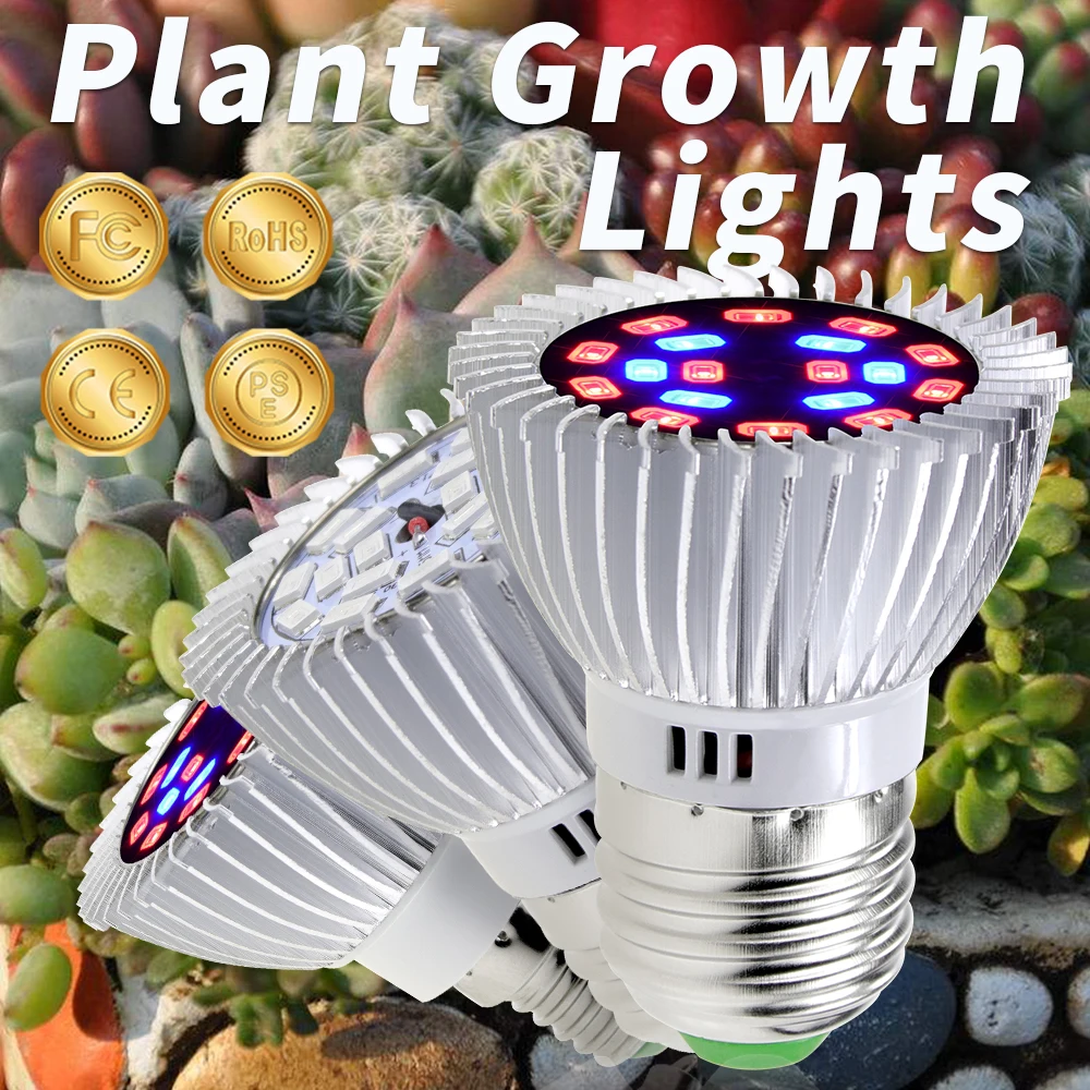 

CanLing E14 LED Phyto Lamp E27 LED Full Spectrum Fitolampy AC85-265V UV IR LED Grow Light For Indoor Grow Tent Plants Bulb 18W