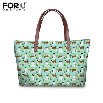 

FORUDESIGNS Women Handbag Saint Bernard Printing Shoulder Bags Ladies Hand Bags and Leather Wallets Clutch Office Bolsa Feminina